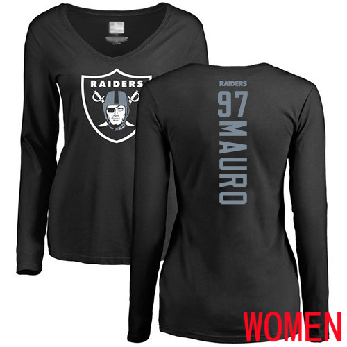 Oakland Raiders Black Women Josh Mauro Backer NFL Football #97 Long Sleeve T Shirt